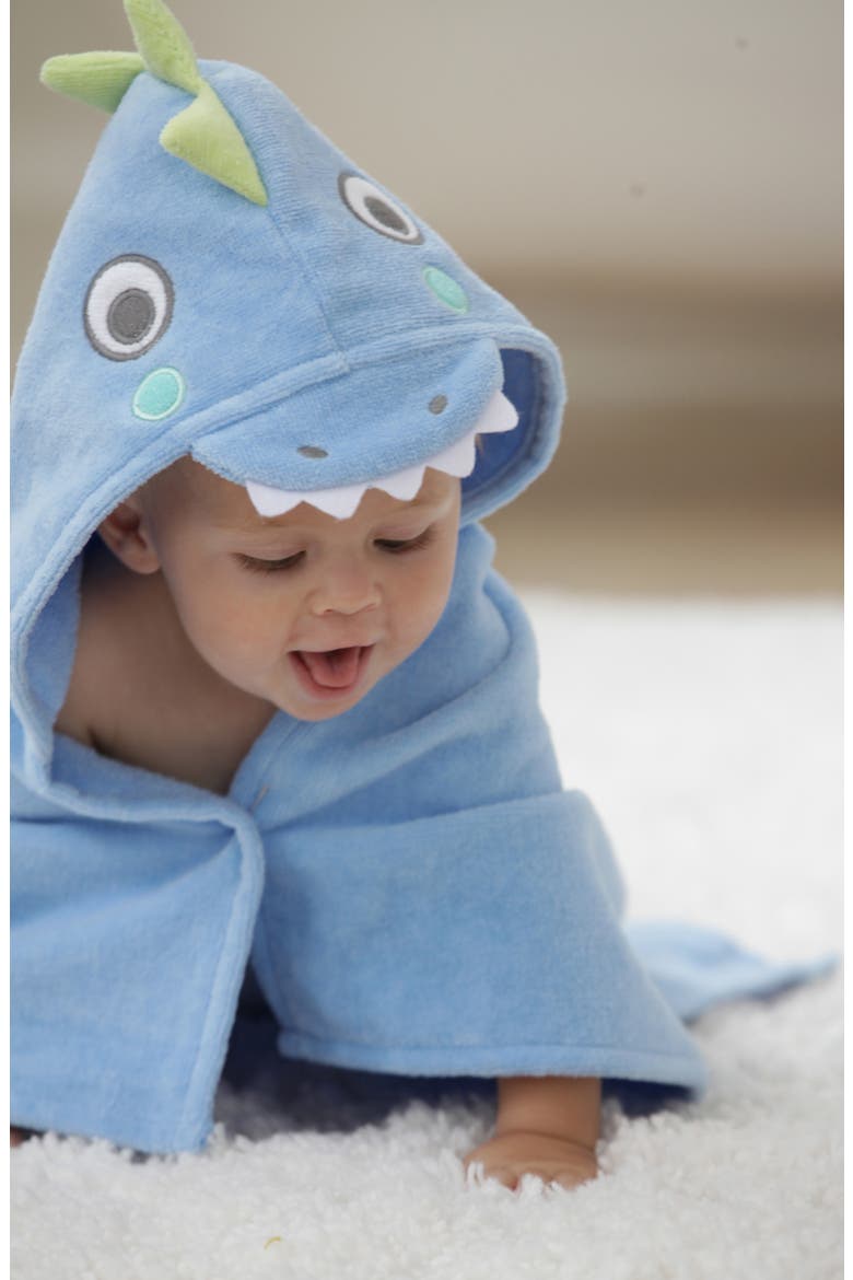 Terry Velour Hooded Sea Serpent Towel, Alternate, color, BLUE