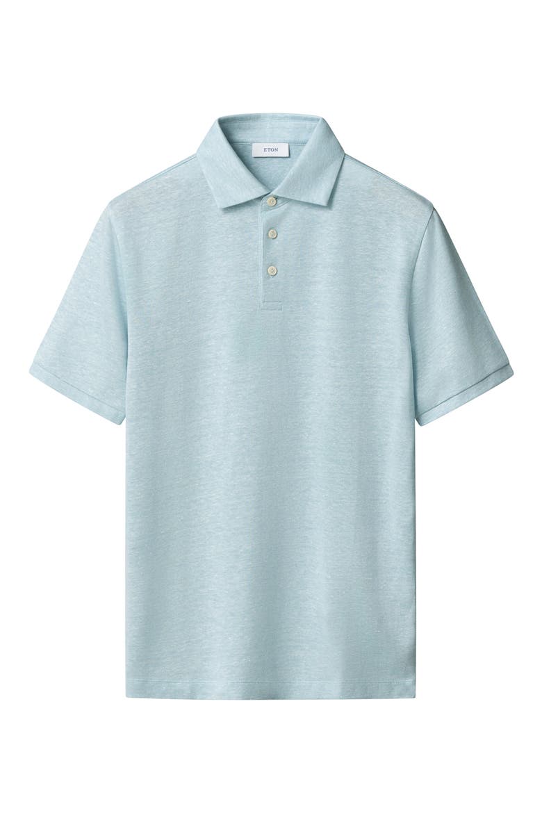 Linen & Cotton Fine Knit Polo, Main, color, LIGHT BLUE