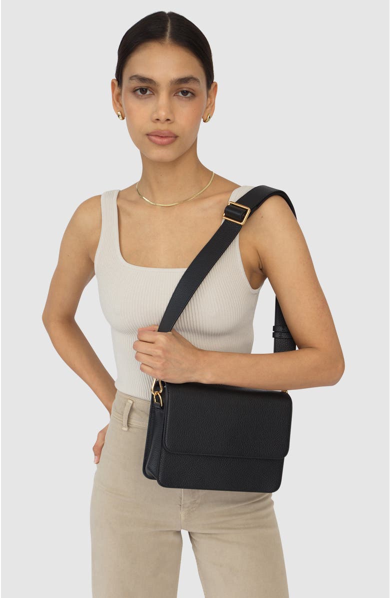 HYER GOODS Upcycled Leather Convertible Crossbody Satchel, Alternate, color,