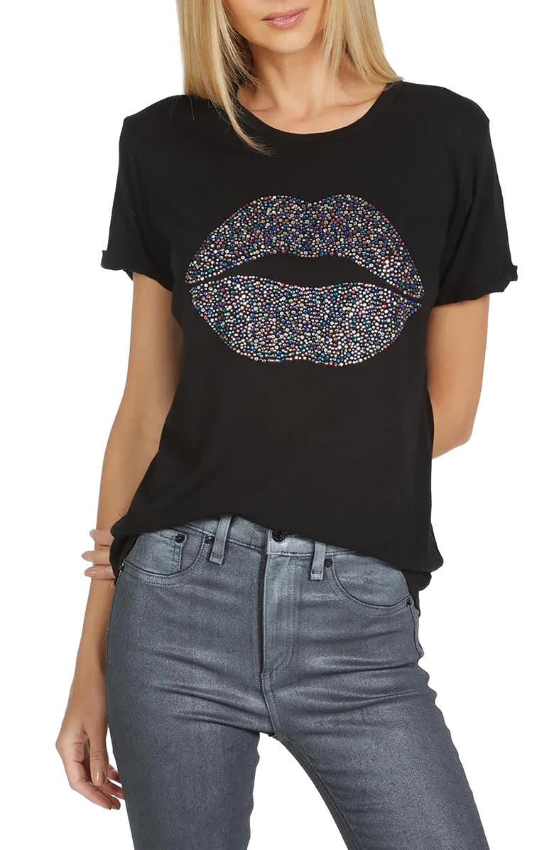 Lauren Moshi Edda Crystal Sprinkle Lip Top, Alternate, color, Black