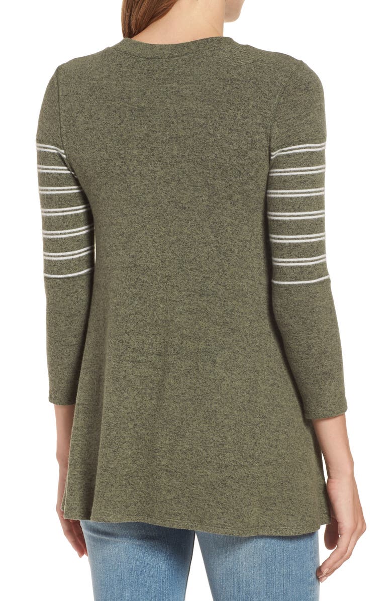 Caslon<sup>®</sup> Stripe Panel Sweater, Alternate, color, 