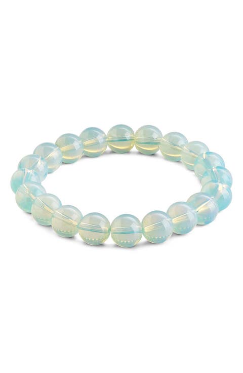 Glass Opal Beaded Stretch Bracelet