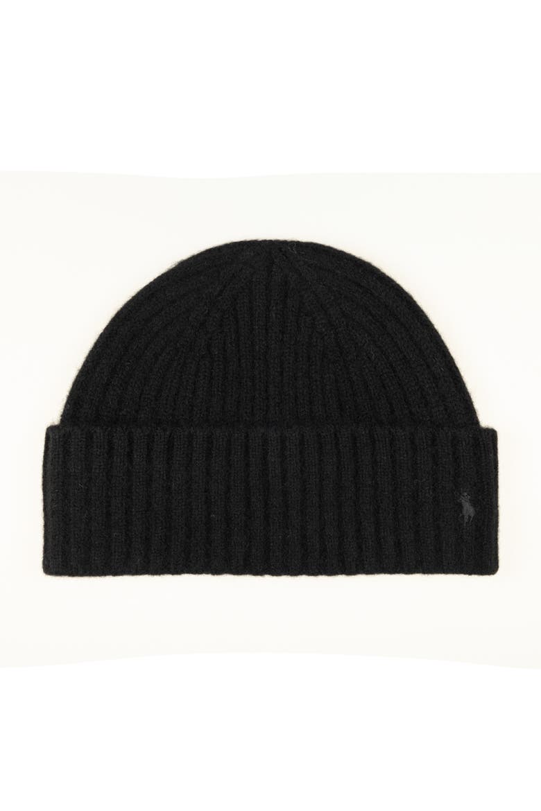 Bold Cuff Rib Wool Beanie, Main, color, Polo Black