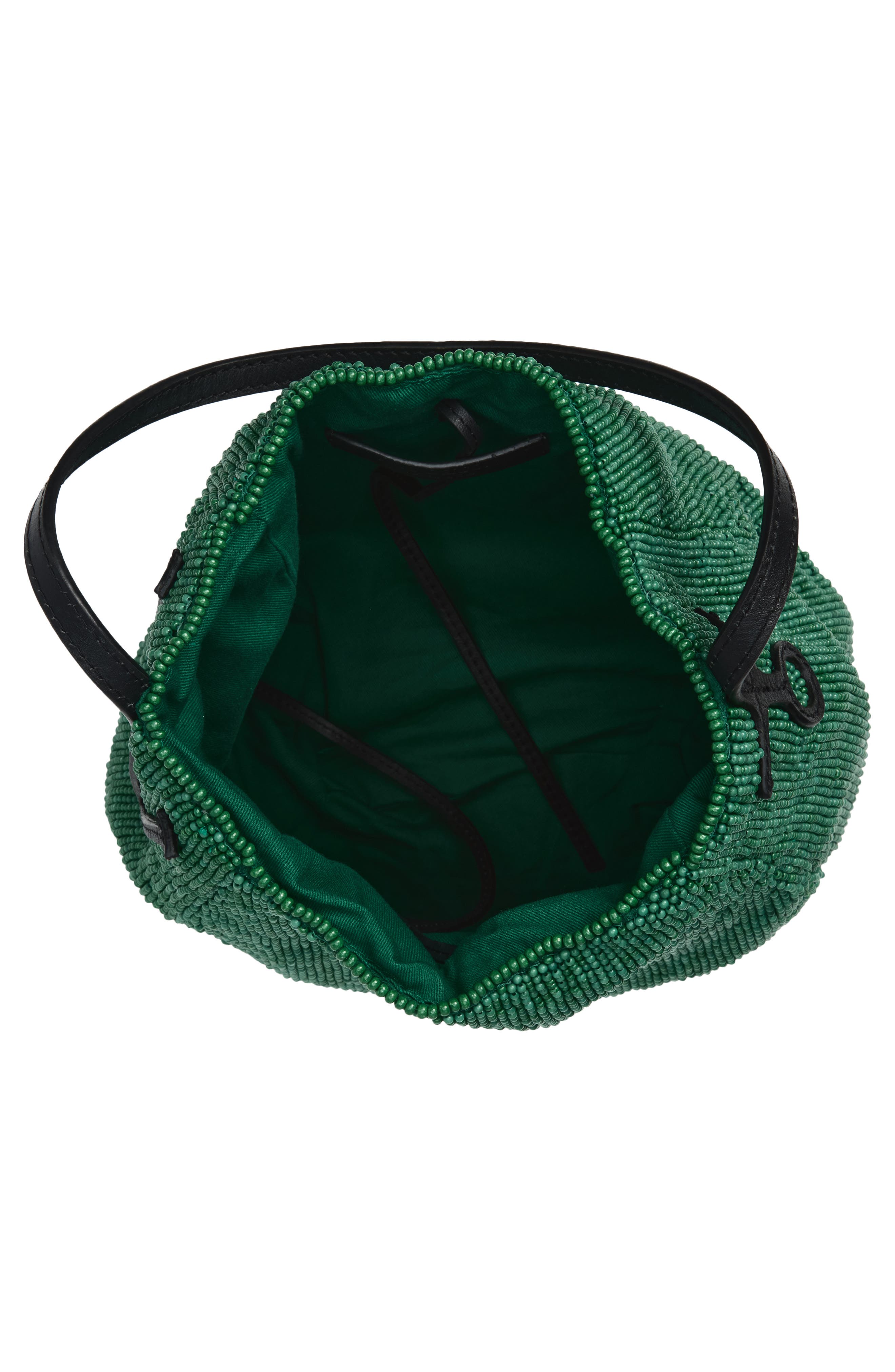 Small Bulb Beaded Leather Hobo Bag, Alternate, color, GREEN