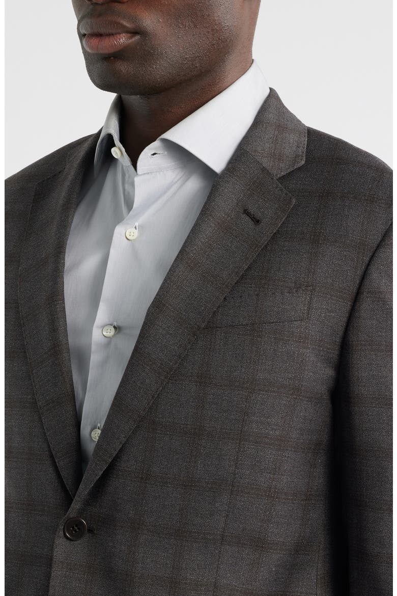 Grey Windowpane Check Virgin Wool Suit, Alternate, color, SOLID DARK GREY