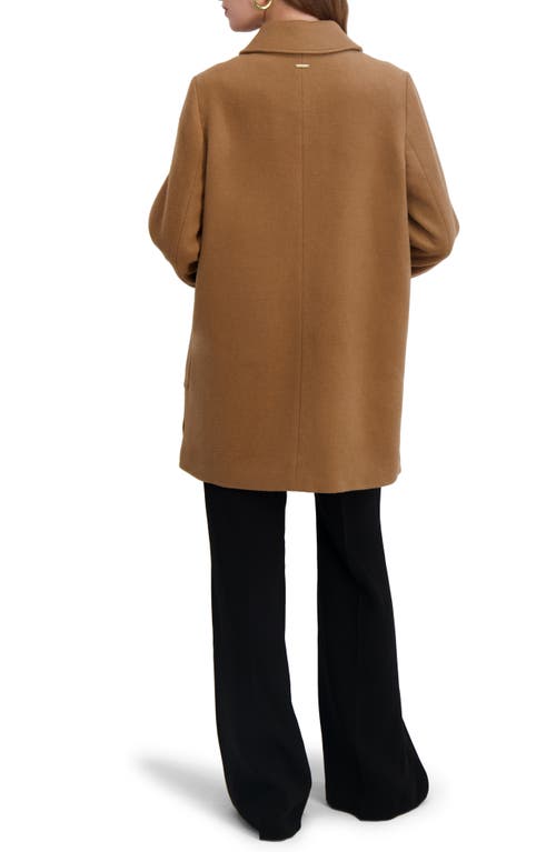 Tahari Paula Single Breasted Wool Bend Coat In Brown