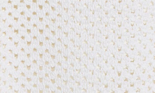 Elan Long Sleeve Sheer Open Stitch Cover-up Dress In White