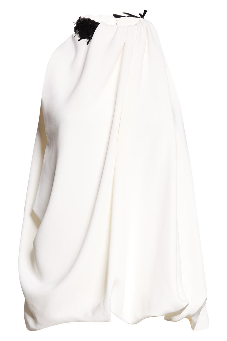 Embroidered Draped Sleeveless Top, Main, color, IVORY/ BLACK