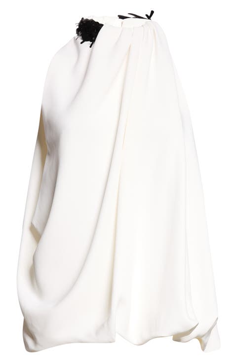 Embroidered Draped Sleeveless Top