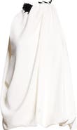 Brandon Maxwell Embroidered Draped Sleeveless Top