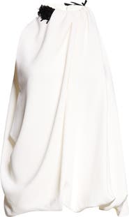 Brandon Maxwell Embroidered Draped Sleeveless Top