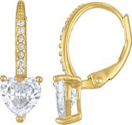 FZN Kids' Sterling Silver & Cubic Zirconia Heart Earrings