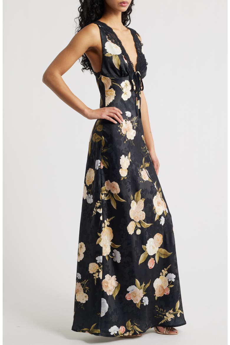 Judith Floral Jacquard Satin Slipdress, Alternate, color, BLACK FLORAL