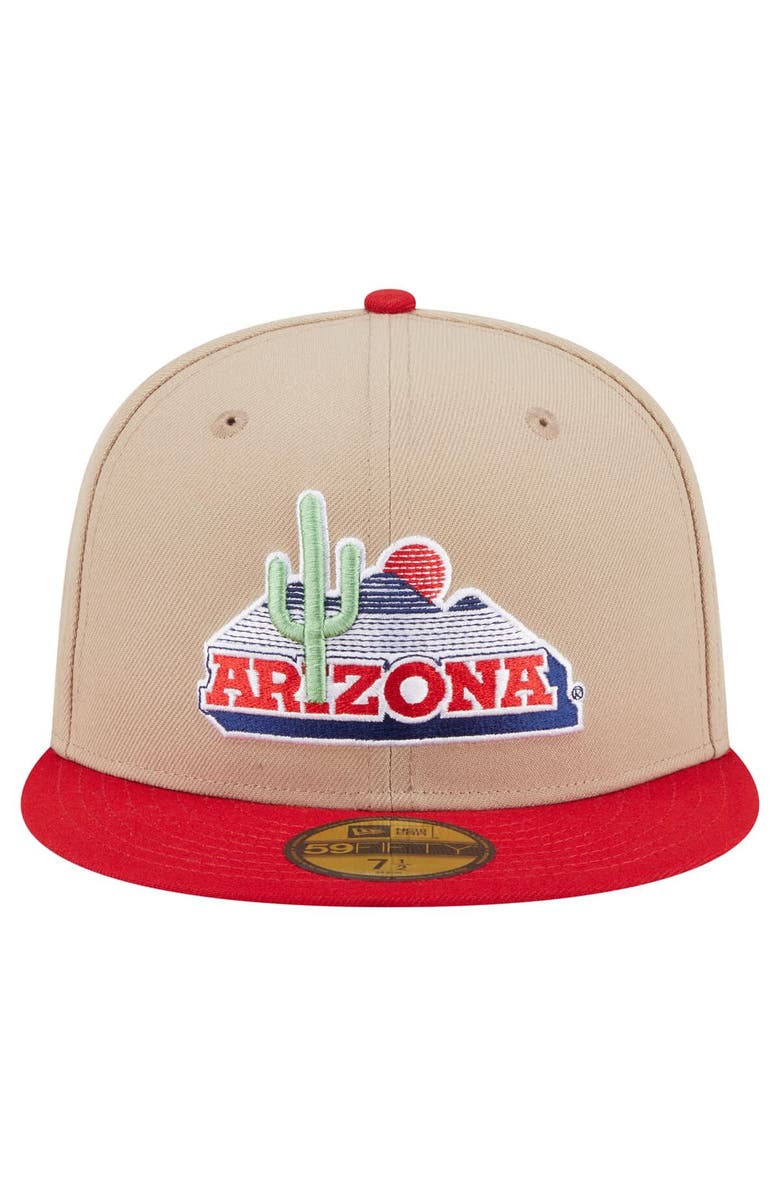 New Era Men's New Era Khaki Arizona Wildcats Throwback Two-Tone 59FIFTY Fitted Hat, Alternate, color, Khaki