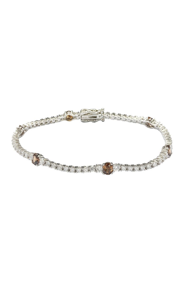 SUZY LEVIAN Sterling Silver Chocolate & White Cubic Zirconia Station Bracelet, Main, color,