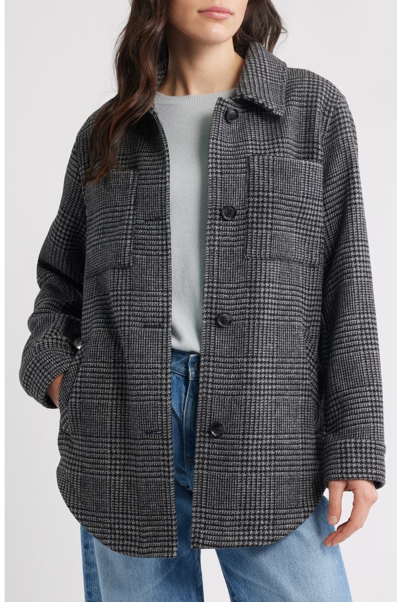 Plaid Shirt Jacket, Alternate, color, GREY/ BLACK