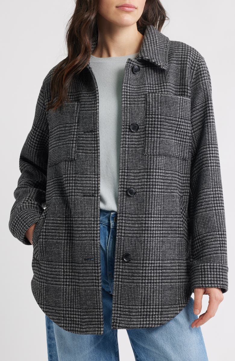 Sam Edelman Plaid Shirt Jacket, Alternate, color, Grey/ Black