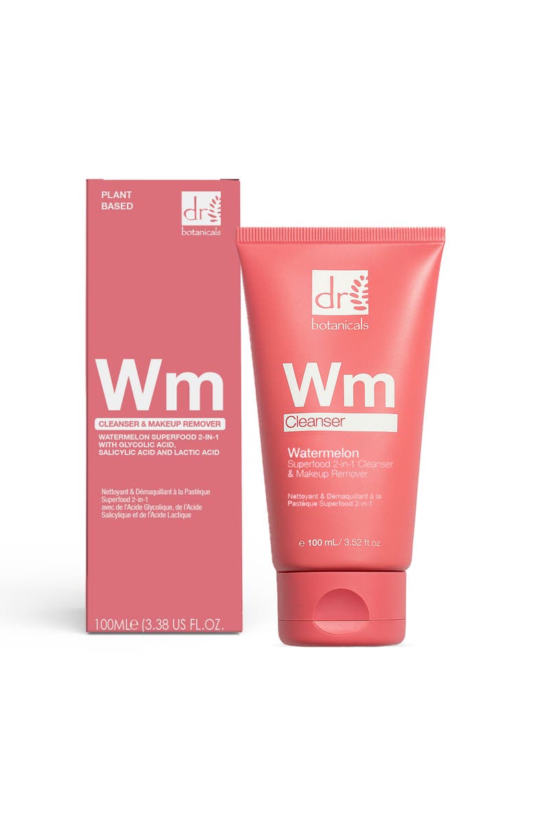 DR BOTANICALS Watermelon Superfood 2-in-1 Cleanser and Makeup Remover, Main, color, White