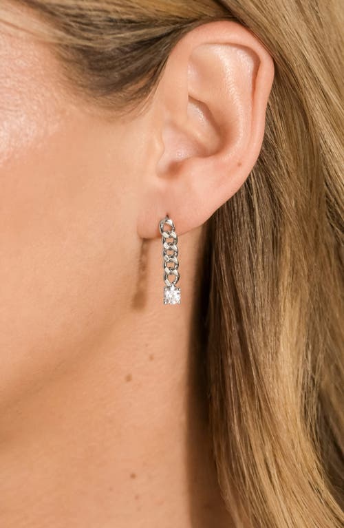 Sterling Forever Phoebe Cubic Zirconia Chain Link Drop Earrings In Silver