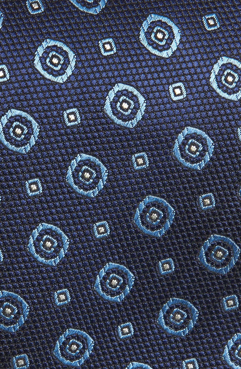 Canali Medallion Silk Tie, Alternate, color, Navy
