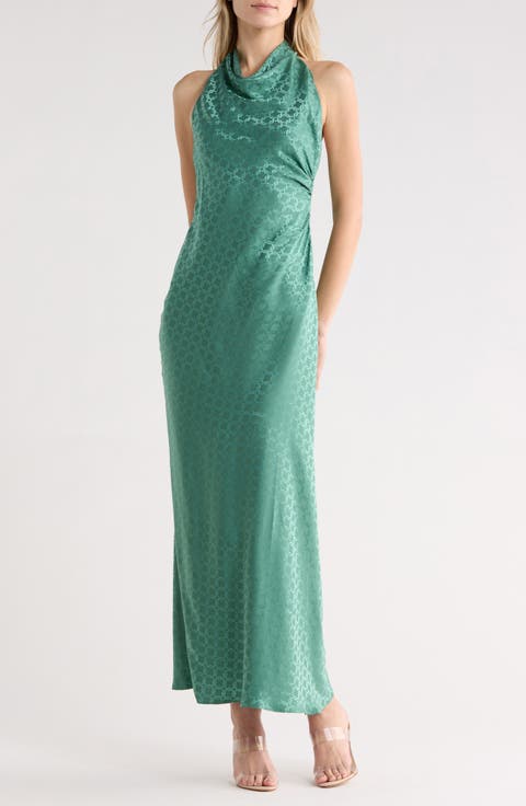 Maggie Halter Neck Jacquard Dress