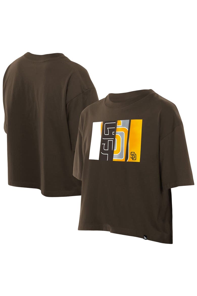 Women's New Era Brown San Diego Padres Boxy Foil Logo T-Shirt, Main, color, Brown