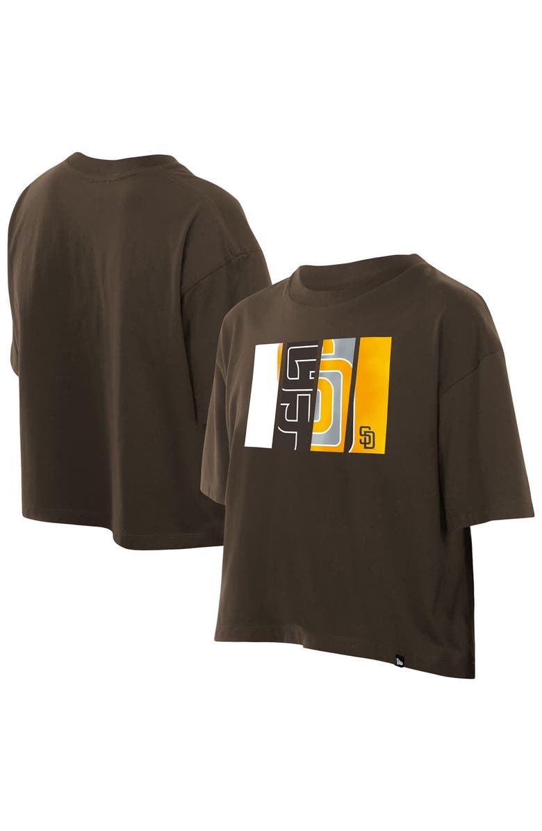 New Era Women's New Era Brown San Diego Padres Boxy Foil Logo T-Shirt, Main, color, Brown