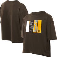 New Era Women's New Era Brown San Diego Padres Boxy Foil Logo T-Shirt