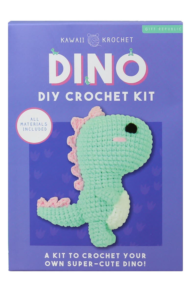 GIFT REPUBLIC Dino DIY Crochet Kit, Main, color, Assorted