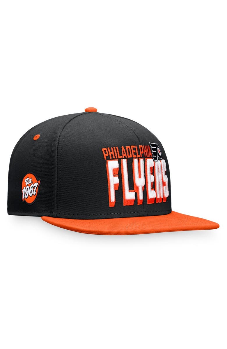 FANATICS Men's Fanatics Branded Black/Orange Philadelphia Flyers Heritage Retro Two-Tone Snapback Hat, Main, color, 