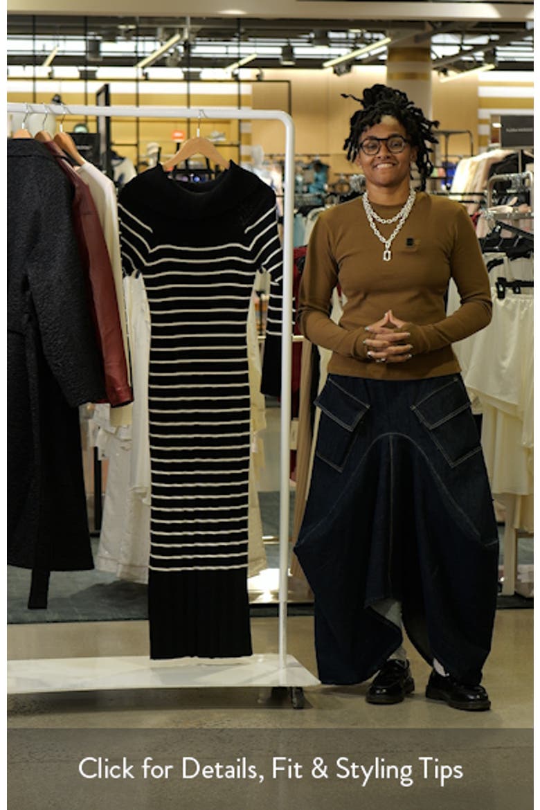 Stripe Off the Shoulder Long Sleeve Sweater Dress video