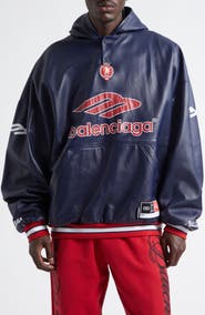 Balenciaga 3B Leather Polo Hoodie