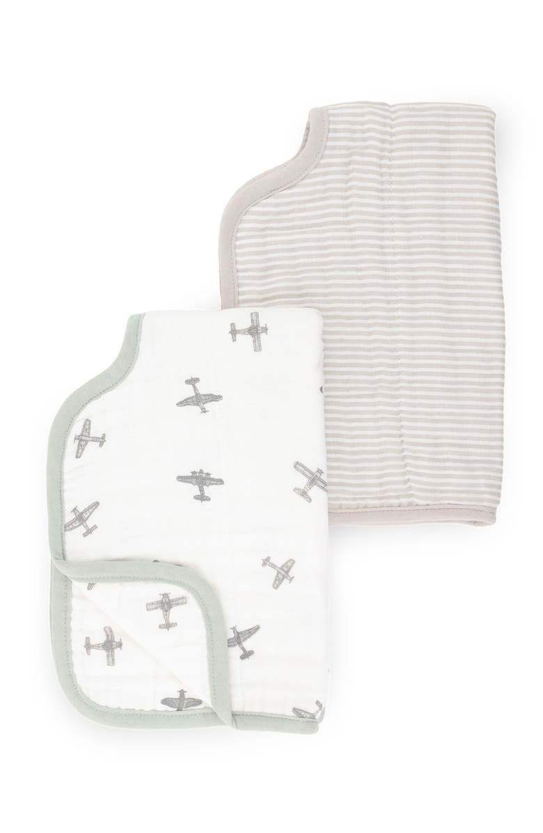 little unicorn Organic Cotton Muslin Burp Cloth, Alternate, color, Pewter Planes