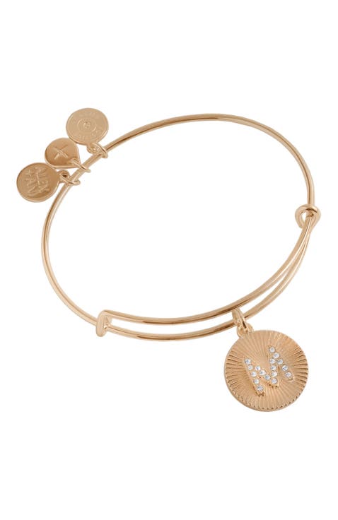 Pave Starburst Texture Initial Bangle Bracelet