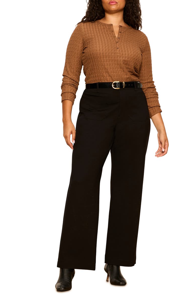 Not So Basic Textured Henley Top, Main, color, COCOA POWDER BROWN