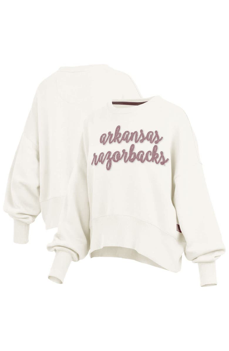 PRESSBOX Women's Pressbox Cream Arkansas Razorbacks Chelsea Oversized Pullover Sweatshirt, Main, color, Cream