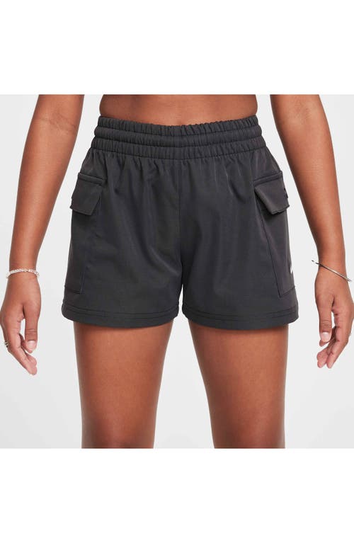 Nike Women's  Sportswear Girls' Woven Cargo Shorts In Black/white