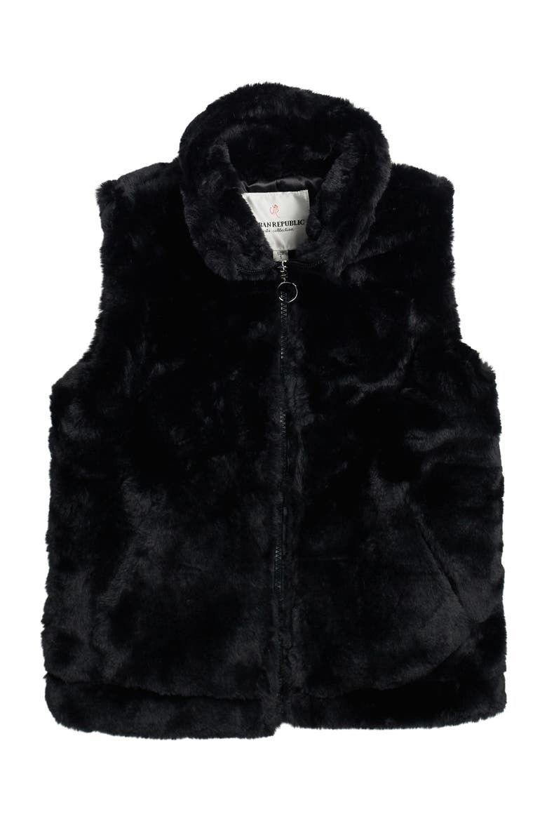 Kids' Faux Fur Zip Vest, Main, color, BLACK