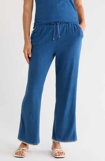 Blanket Stitch Knit Denim Pants