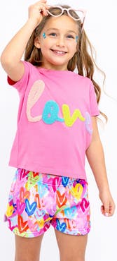 Preppy Goose Plush Graffiti Hearts loungewear Shorts