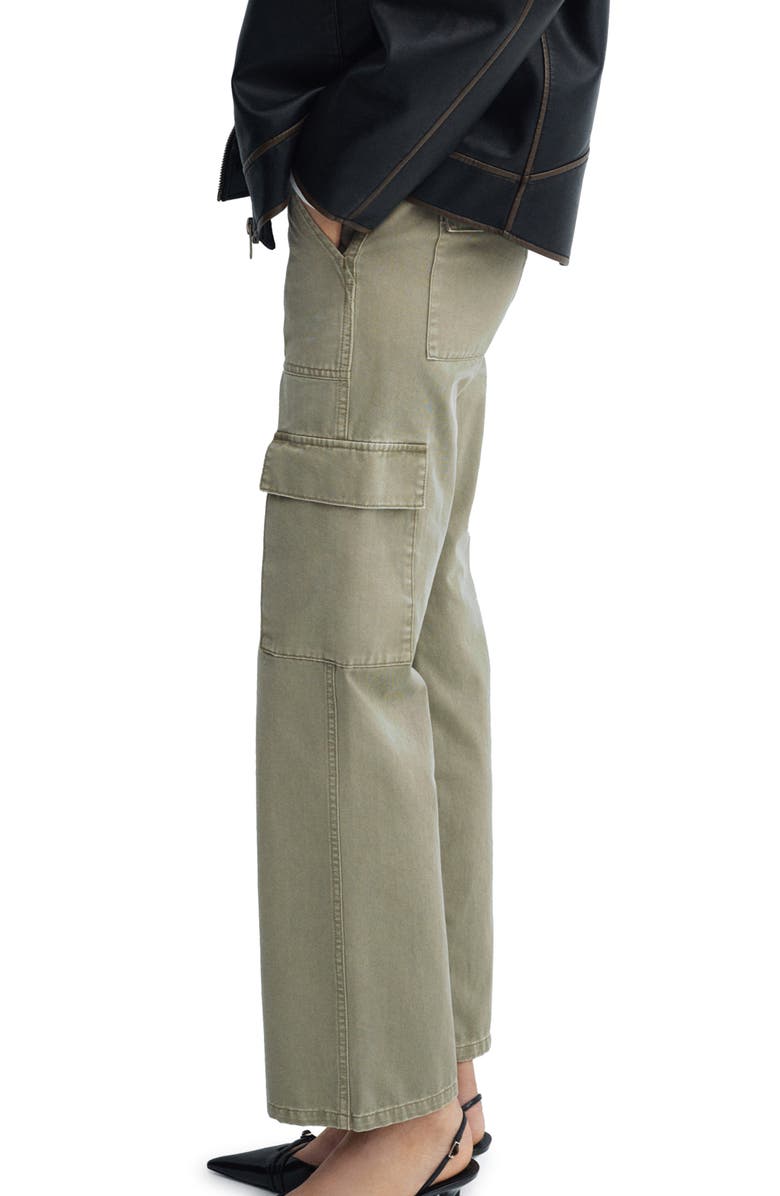 MANGO Straight Leg Cargo Jeans, Alternate, color, Khaki Green
