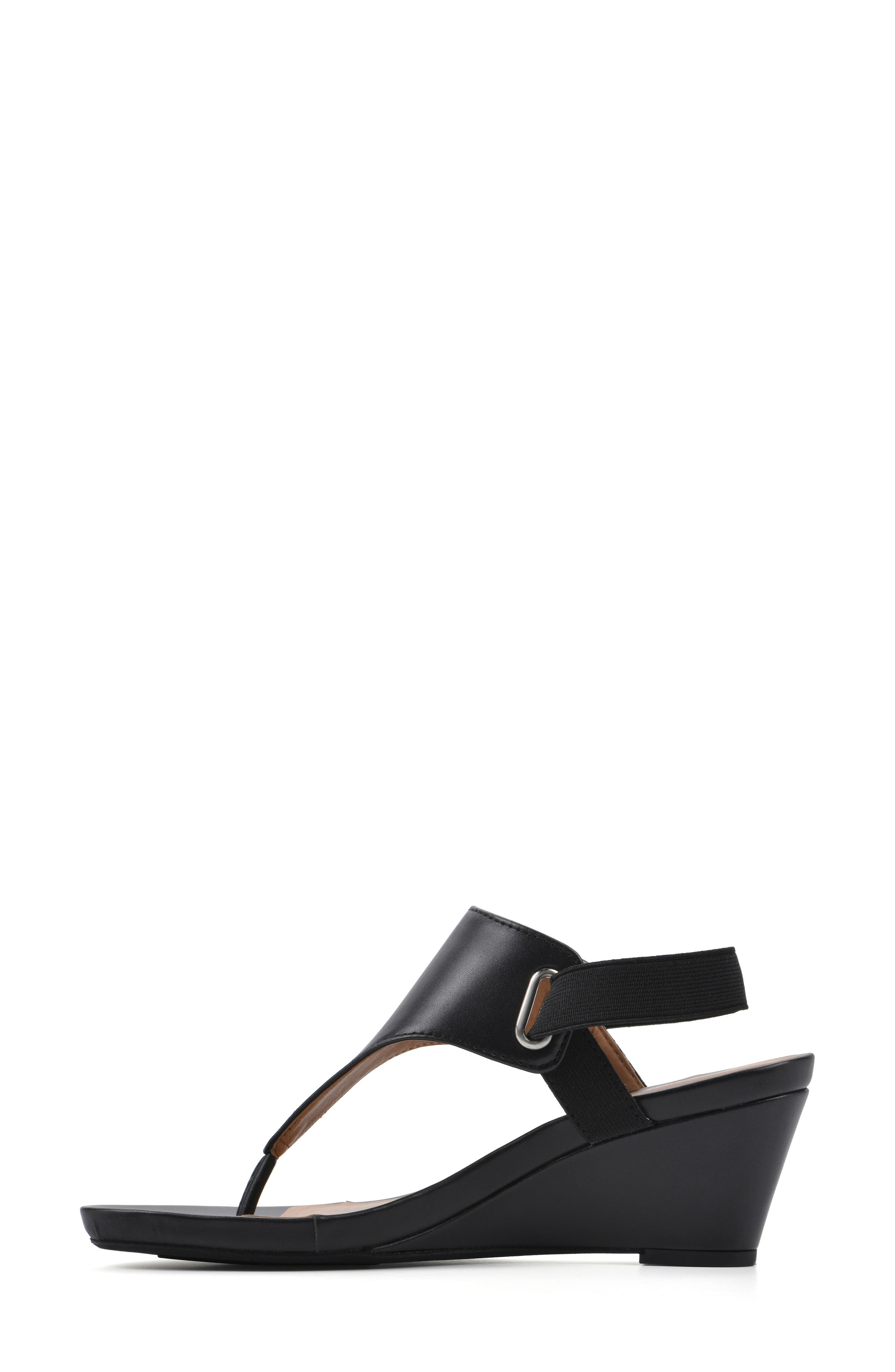 White Mountain Footwear All Dres Wedge Sandal, Alternate, color, Black/ Smooth