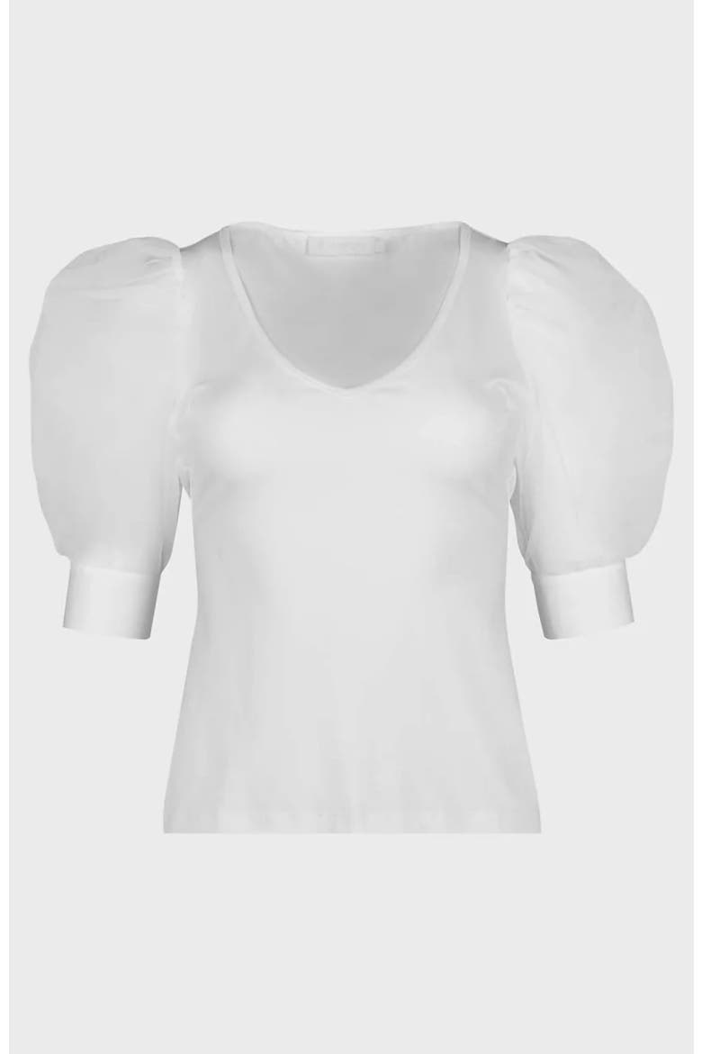 Aerial V-Neck Top, Alternate, color, White