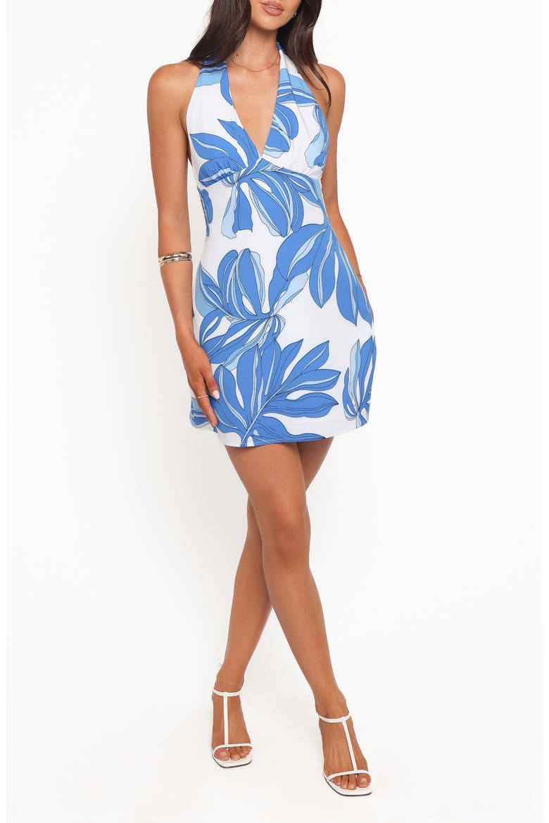 Minyama Halter Minidress, Main, color, BLUE PALM