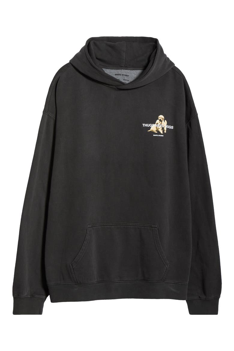 Thugs Need Hugs Graphic Hoodie, Main, color, BLACK