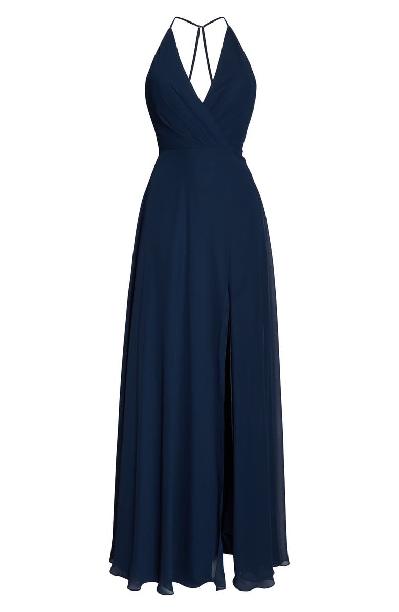 Jenny Yoo Bryce Surplice V-Neck Chiffon Evening Dress, Alternate, color,