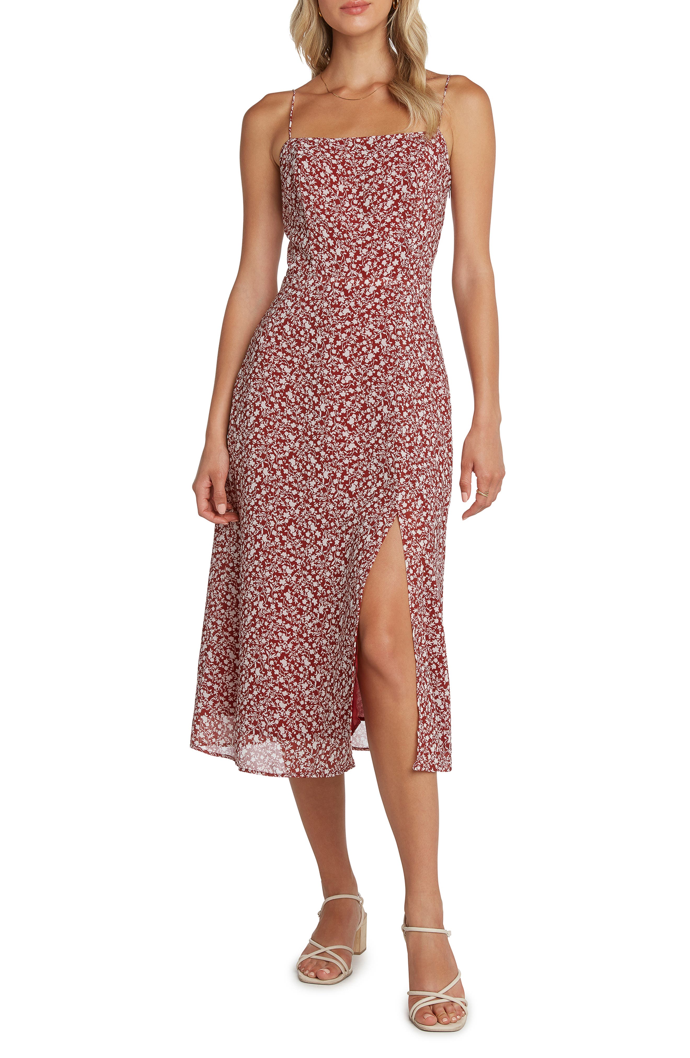 Matty M . Wendy Floral Midi Dress In Purple