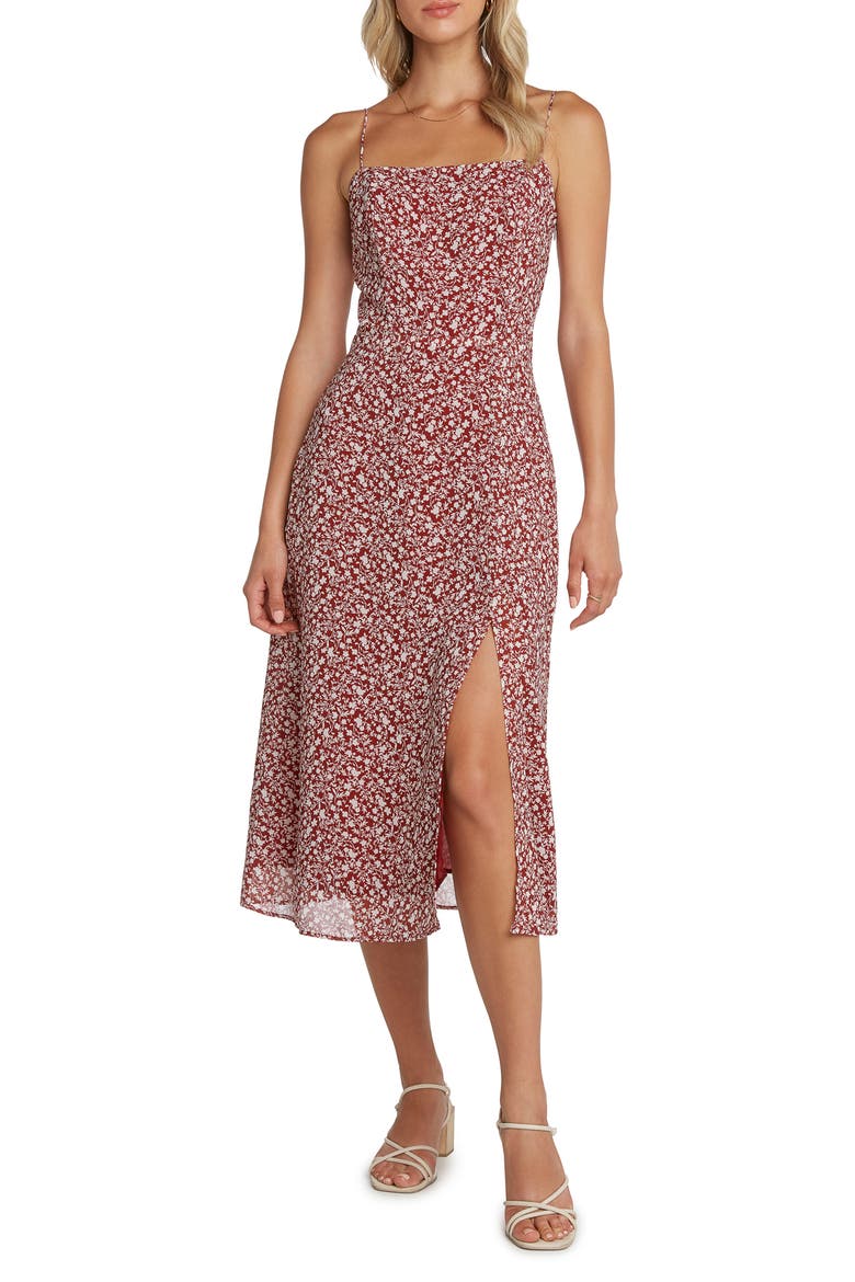 Wendy Floral Midi Dress, Main, color, BERRY