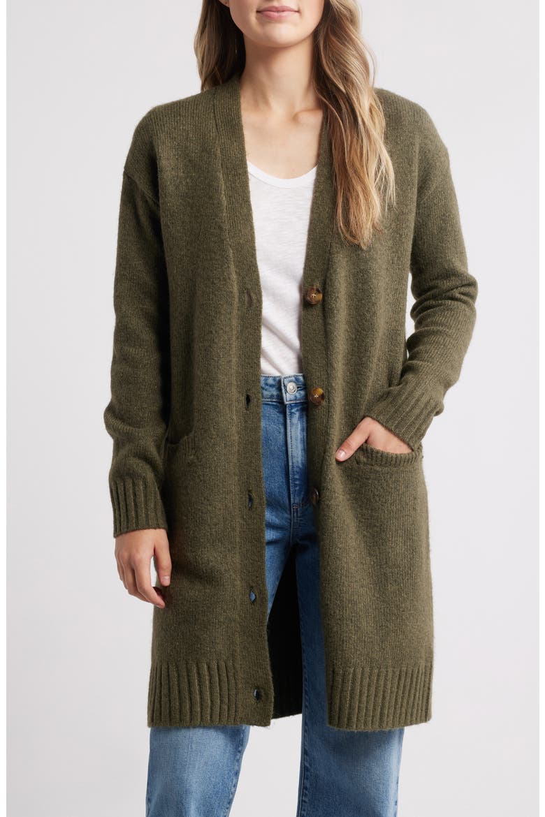 Easy Long Cozy Cardigan, Main, color, OLIVE SARMA