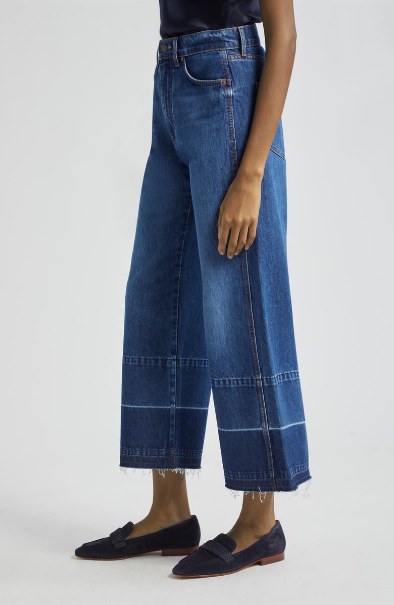 Veronica Beard Taylor Release Hem High Waist Ankle Wide Leg Jeans, Alternate, color, Bright Blue